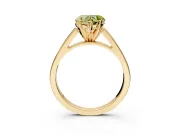 Solitaire Engagement Ring Setting for Fancy Yellow Heart-Shaped Center with Tapered Split Shoulders and Prong Head in Yellow Gold