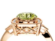 Halo Engagement Ring Setting for Fancy Yellow Round Cut Center with Milgrain Rim, Pave Band and Prong Head in Rose Gold