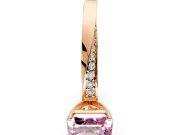 Side Accent Engagement Ring Setting for Fancy Pink Asscher Cut Center with Accent Shoulders and Prong Head in Rose Gold