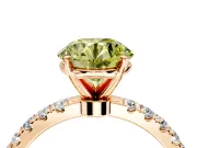 Open Basket Engagement Ring Setting for Fancy Yellow Round Cut Center with Pave Band and Prong Head in Rose Gold