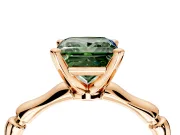 Solitaire Engagement Ring Setting for Fancy Green Princess Cut Center with Bamboo Band and Prong Head in Rose Gold