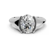 Tension Engagement Ring Setting for Oval Center with Wide Tapered Band and Tension Head in Sterling Silver