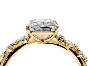 Cluster Engagement Ring Setting for Radiant Cut Center with Round Cut Accent Band and Prong Head in Yellow Gold