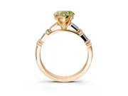 Baguette Engagement Ring Setting for Fancy Yellow Heart-Shaped Center with Alternating Bar-Set Band and Prong Head in Rose Gold