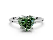 Minimalist Solitaire Engagement Ring Setting for Fancy Green Heart-Shaped Center with Thin Band and Prong Head in Platinum