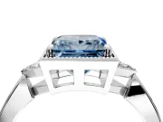 Cluster Engagement Ring Setting for Fancy Blue Princess Cut Center with Milgrain Shoulder Clusters and Prong Head in Platinum