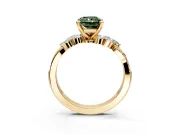 Solitaire Engagement Ring Setting for Fancy Green Radiant Cut Center with Marquise Accent Twist Band and Prong Head in Yellow Gold