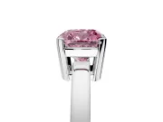 Solitaire Engagement Ring Setting for Fancy Pink Cushion Cut Center with Plain Band and Flat Tab Prong Head in Sterling Silver