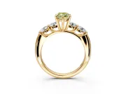 5 Stone Engagement Ring Setting for Fancy Yellow Marquise Center with Graduated Accents and Prong Head in Yellow Gold