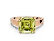 Solitaire Engagement Ring Setting for Fancy Yellow Asscher Cut Center with Tapered Split Shoulders and Prong Head in Rose Gold