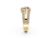 Halo Engagement Ring Setting for Fancy Pink Heart-Shaped Center with Wide-Open Pave Split Shank and Prong Head in Yellow Gold
