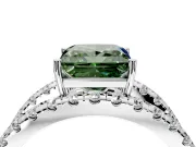 Solitaire Engagement Ring Setting for Fancy Green Princess Cut Center with Wide-Open Split Shank and Prong Head in White Gold