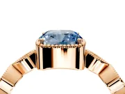 Vintage Station Engagement Ring Setting for Fancy Blue Cushion Cut Center with Accents and Prong Head in Rose Gold