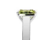 Solitaire Engagement Ring Setting for Fancy Yellow Emerald Cut Center with Tapered Split Shoulders and Prong Head in Platinum