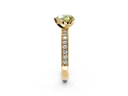 Milgrain Pave Engagement Ring Setting for Fancy Yellow Heart-Shaped Center with Accent Band and Prong Head in Yellow Gold