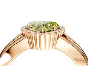 Halo Engagement Ring Setting for Fancy Yellow Heart-Shaped Center with Wide Band, Inlaid Accent Row and Prong Head in Rose Gold