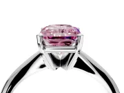 Solitaire Engagement Ring Setting for Fancy Pink Radiant Cut Center with Knife Ridge Band and Claw Prong Head in White Gold