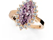 Starburst Halo Engagement Ring Setting for Fancy Pink Marquise Center with Flat Cathedral Band and Prong Head in Rose Gold
