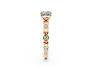 Solitaire Engagement Ring Setting for Cushion Cut Center with Beaded Bezel Station Band and Prong Head in Rose Gold