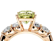 5 Stone Engagement Ring Setting for Fancy Yellow Princess Cut Center with Graduated Accents and Prong Head in Rose Gold