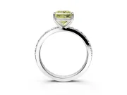 Solitaire Engagement Ring Setting for Fancy Yellow Princess Cut Center with Round Cut Pave Band and Prong Head in Sterling Silver