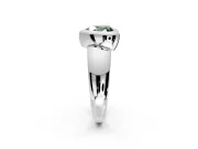 Solitaire Engagement Ring Setting for Fancy Green Heart-Shaped Center with Wide Band and Bezel Head in Sterling Silver