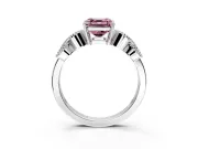 Leaf Engagement Ring Setting for Fancy Pink Asscher Cut Center with Milgrain Accent Band and Prong Head in Platinum