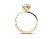 Solitaire Engagement Ring Setting for Princess Cut Center with Fine Pave Accents and Prong Head in Yellow Gold
