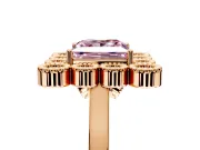 Cluster Halo Engagement Ring Setting for Fancy Pink Princess Cut Center with Milgrain Bezel Accents and Prong Head in Rose Gold