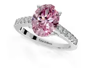 Solitaire Engagement Ring Setting for Fancy Pink Oval Center with Crossover Accents and Prong Head in Platinum