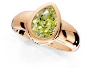 Solitaire Engagement Ring Setting for Fancy Yellow Pear-Shaped Center with Wide Band and Bezel Head in Rose Gold