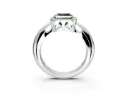 Halo Engagement Ring Setting for Fancy Green Asscher Cut Center with Tapered Plain Band and Prong Head in Sterling Silver