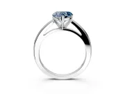 Solitaire Engagement Ring Setting for Fancy Blue Heart-Shaped Center with Flat-Sided Plain Band and Prong Head in Platinum