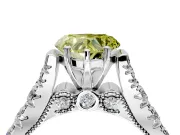 Solitaire Engagement Ring Setting for Fancy Yellow Heart-Shaped Center with Pave Cathedral Shoulders and Prong Head in Platinum