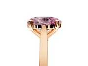 Solitaire Engagement Ring Setting for Fancy Pink Oval Center with Tapered Shoulders and Prong Head in Rose Gold
