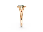 Solitaire Engagement Ring Setting for Fancy Green Pear-Shaped Center with V Split Shank and Bezel Head in Rose Gold