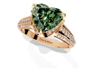 Solitaire Engagement Ring Setting for Fancy Green Heart-Shaped Center with Accented Split Shank and Prong Head in Rose Gold
