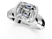 Tension Engagement Ring Setting for Asscher Cut Center with Wide Flat Band and Tension Head in Platinum