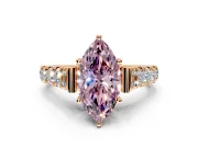 Solitaire Engagement Ring Setting for Fancy Pink Marquise Center with Pave Cathedral Shoulders and Prong Head in Rose Gold