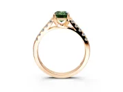 Solitaire Engagement Ring Setting for Fancy Green Emerald Cut Center with Partway Pave Band and Prong Head in Rose Gold