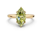 Solitaire Engagement Ring Setting for Fancy Yellow Marquise Center with Reverse Tapered Band and Prong Head in Yellow Gold