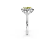 Starburst Halo Engagement Ring Setting for Fancy Yellow Pear-Shaped Center with Thin Round-Wire Band and Prong Head in Platinum