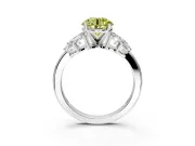 Leaf Cluster Engagement Ring Setting for Fancy Yellow Round Cut Center with Marquise Accents and Prong Head in Platinum