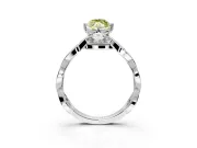 Solitaire Engagement Ring Setting for Fancy Yellow Marquise Center with Accented Twist Band and Leaf Prong Head in White Gold
