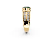 Bezel Engagement Ring Setting for Fancy Green Cushion Cut Center with Wide Channel-Set Band and Bezel Head in Yellow Gold