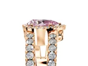 Halo Engagement Ring Setting for Fancy Pink Pear-Shaped Center with Wide-Open Pave Split Shank and Prong Head in Rose Gold