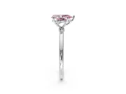 Solitaire Engagement Ring Setting for Fancy Pink Pear-Shaped Center with Straight Thin Band and Prong Head in Sterling Silver