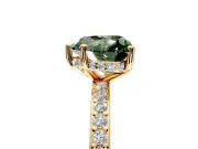Solitaire Engagement Ring Setting for Fancy Green Heart-Shaped Center with Fine Pave Band and Prong Head in Yellow Gold
