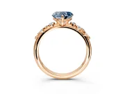 Cluster Engagement Ring Setting for Fancy Blue Heart-Shaped Center with Round Cut Accent Band and Prong Head in Rose Gold