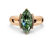 Tension Engagement Ring Setting for Fancy Green Marquise Center with Wide Flat Band and Tension Head in Rose Gold
